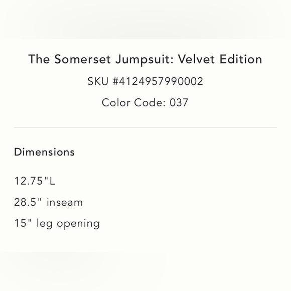 Anthropologie The Somerset Jumpsuit Velvet Edition Size XS NWT - Picture 5 of 14